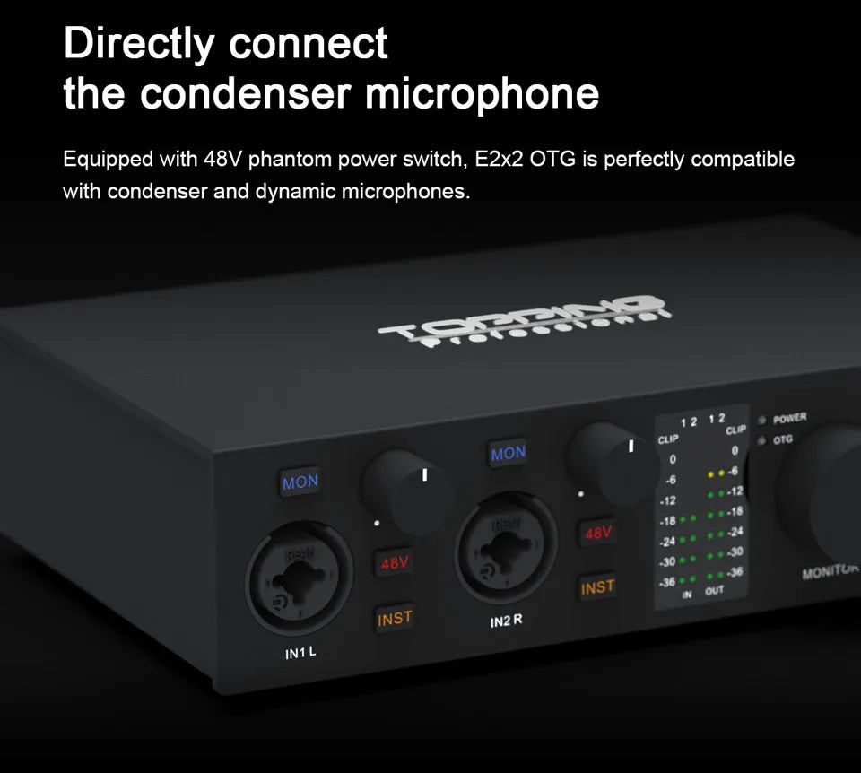 TOPPING E2x2 OTG Professional Audio Interface 2 In 2 Out