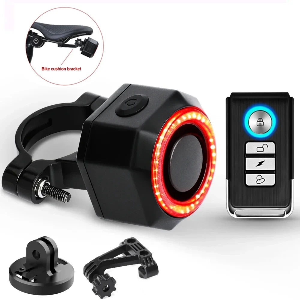 New Bicycle Alarm Taillight Waterproof Smart Auto Brake Sensing Tail Lamp Remote Control USB Charge Bike Rear Light