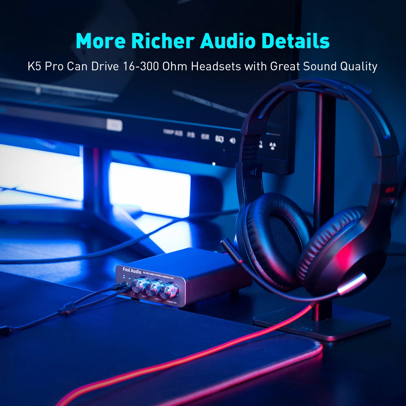 Fosi Audio K5 PRO USB DAC & Headphone Amp